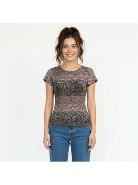 STAR CCC Vintage Y2K Purple Gray Short Sleeve Top - Small